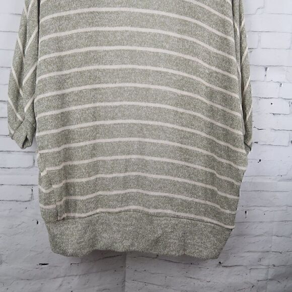 OLIVIA MOON GREEN OLIVE STRIPE BAT SLEEVE OPEN CARDIGAN SWEATER SIZE SMALL NWT - Picture 12 of 12